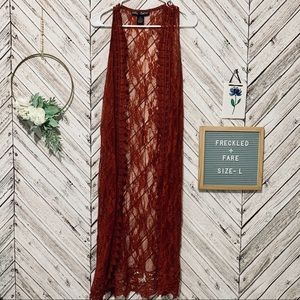 Lace duster in rust